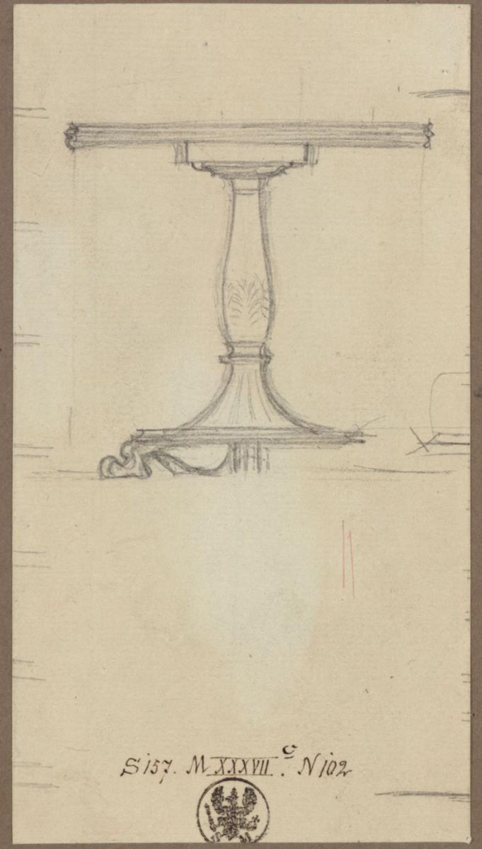 Berlin. Schloss Charlottenburg, Schlosspark, Neuer Pavillon (Schinkel-Pavillon) (?). Entwurf zu einem Tisch
