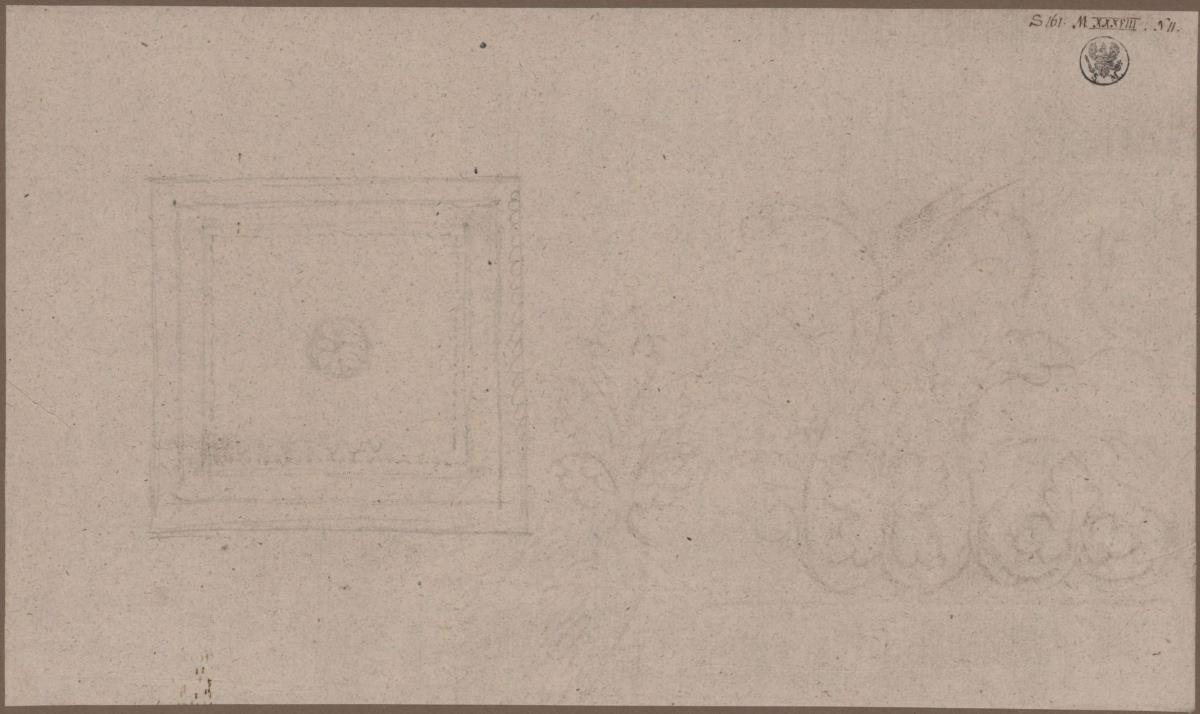 Quadratisches Feld & Blatt-Ornament