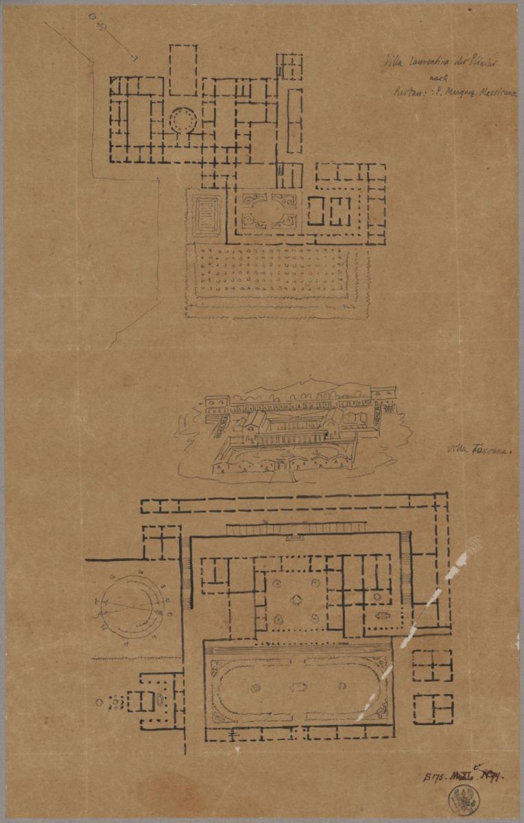 Rekonstruktion der Villa Laurentina nach Plinius. Grundriss & Entwurf zur Villa Tuscum. Grundriss und Vogelperspektive