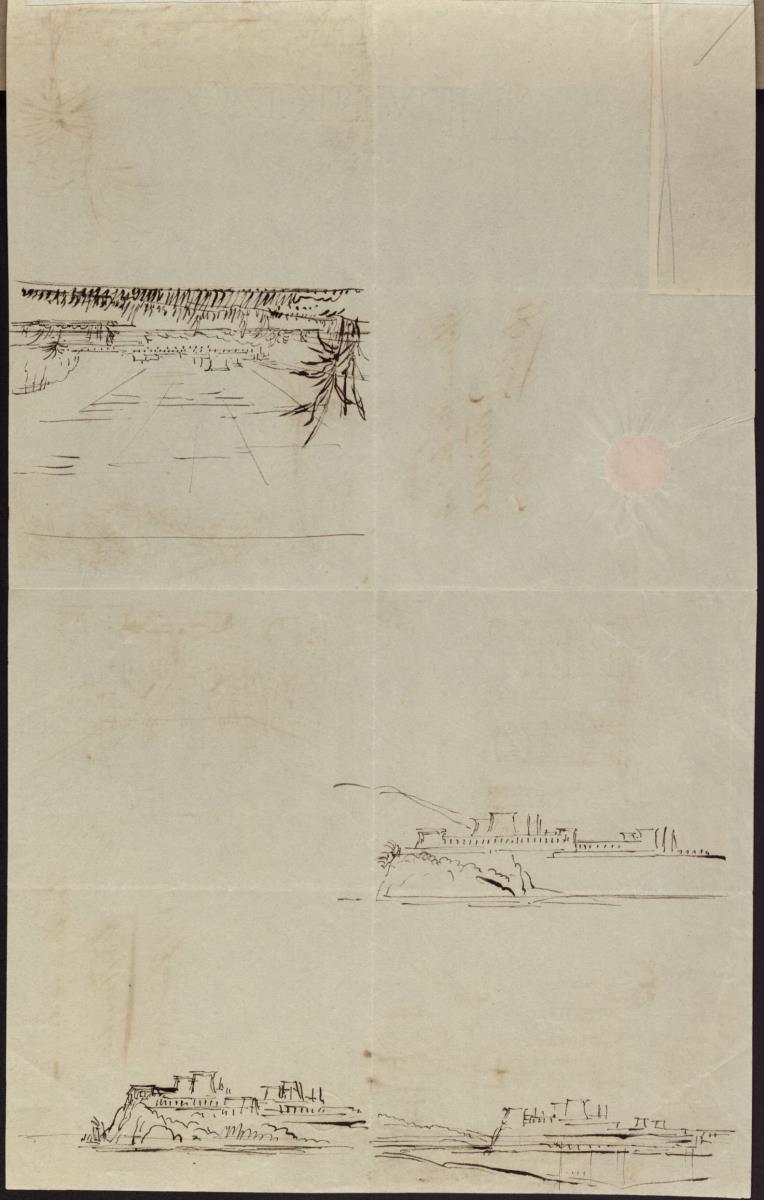 Landschaft mit ägyptischer Tempelarchitektur