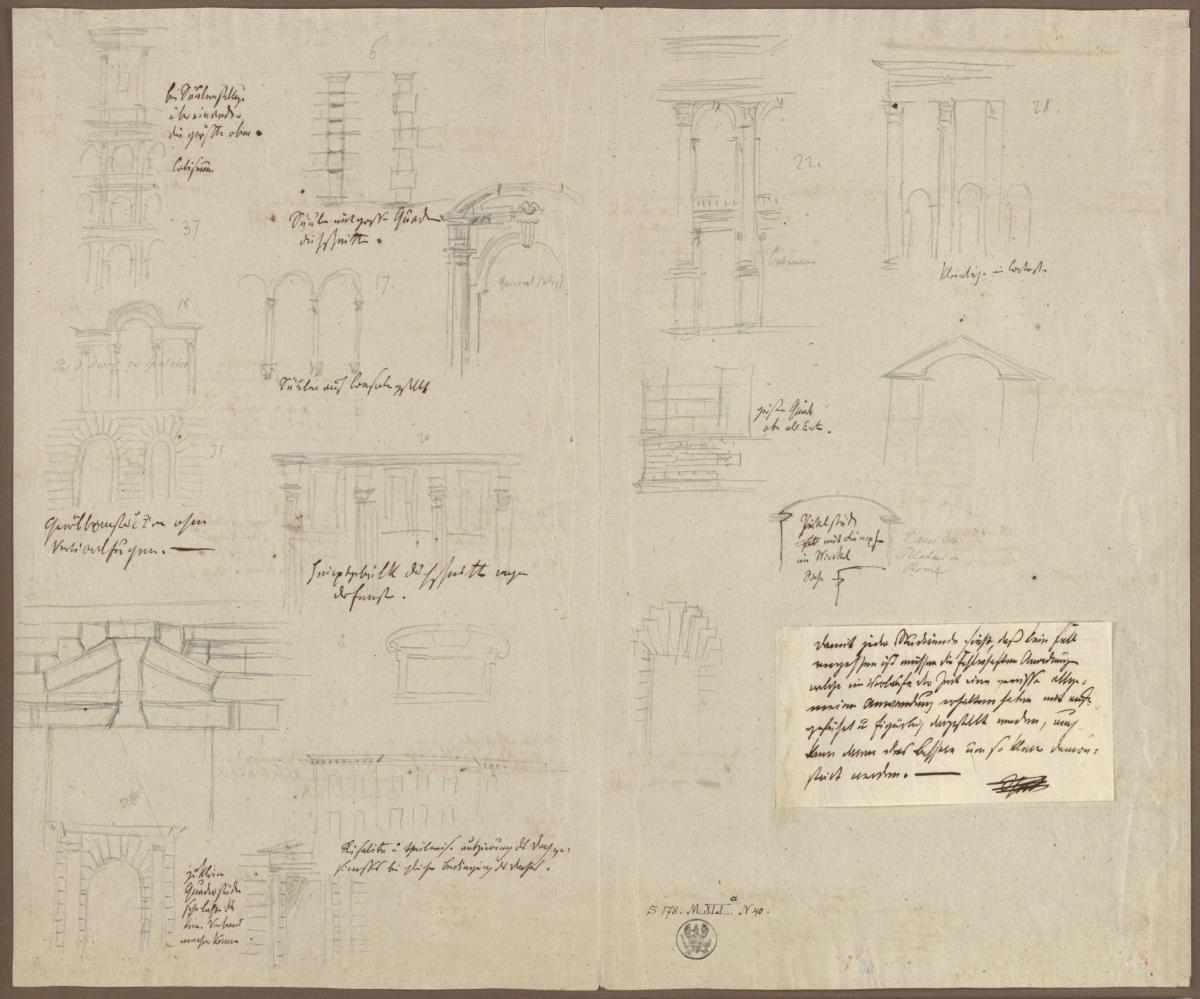 Skizzen zu "Fehler der Architektur". Säulenstellungen & Fenster & Fensterumrahmungen
