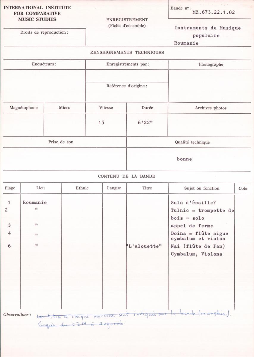 Rumänien, Instrumente der Volksmusik