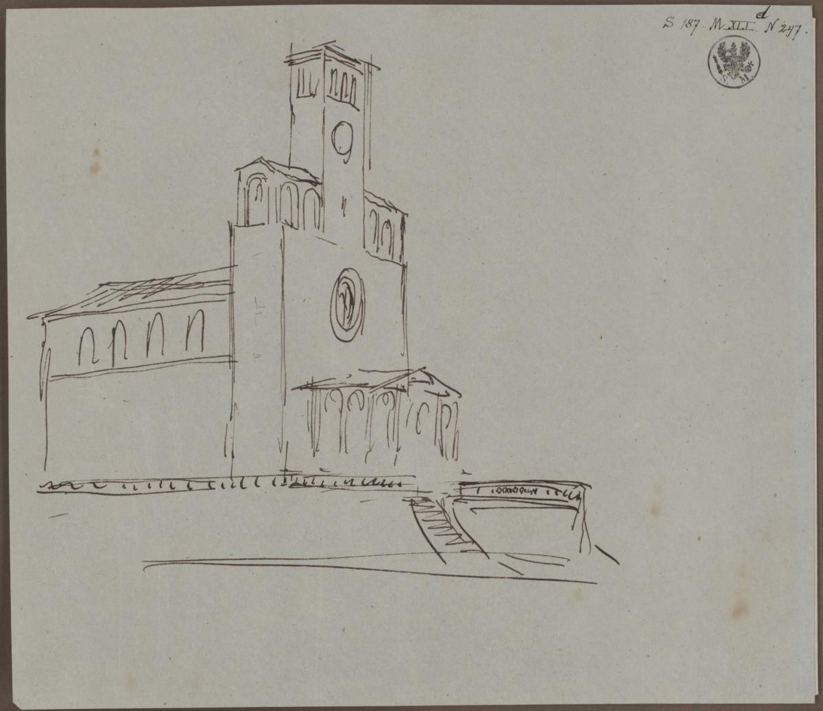 Berlin. Entwurf zur Kirche auf der Pfaueninsel. Perspektivische Ansicht