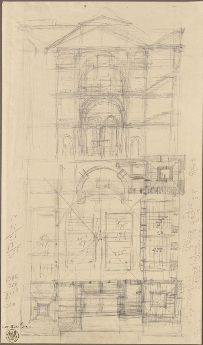 Entwurf zu einer Kirche auf quadratischem Grundriss