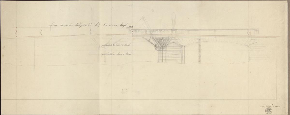 Berlin. Schlossbrücke (?). Entwurf mit einem Schiffsdurchlass in der Mitte