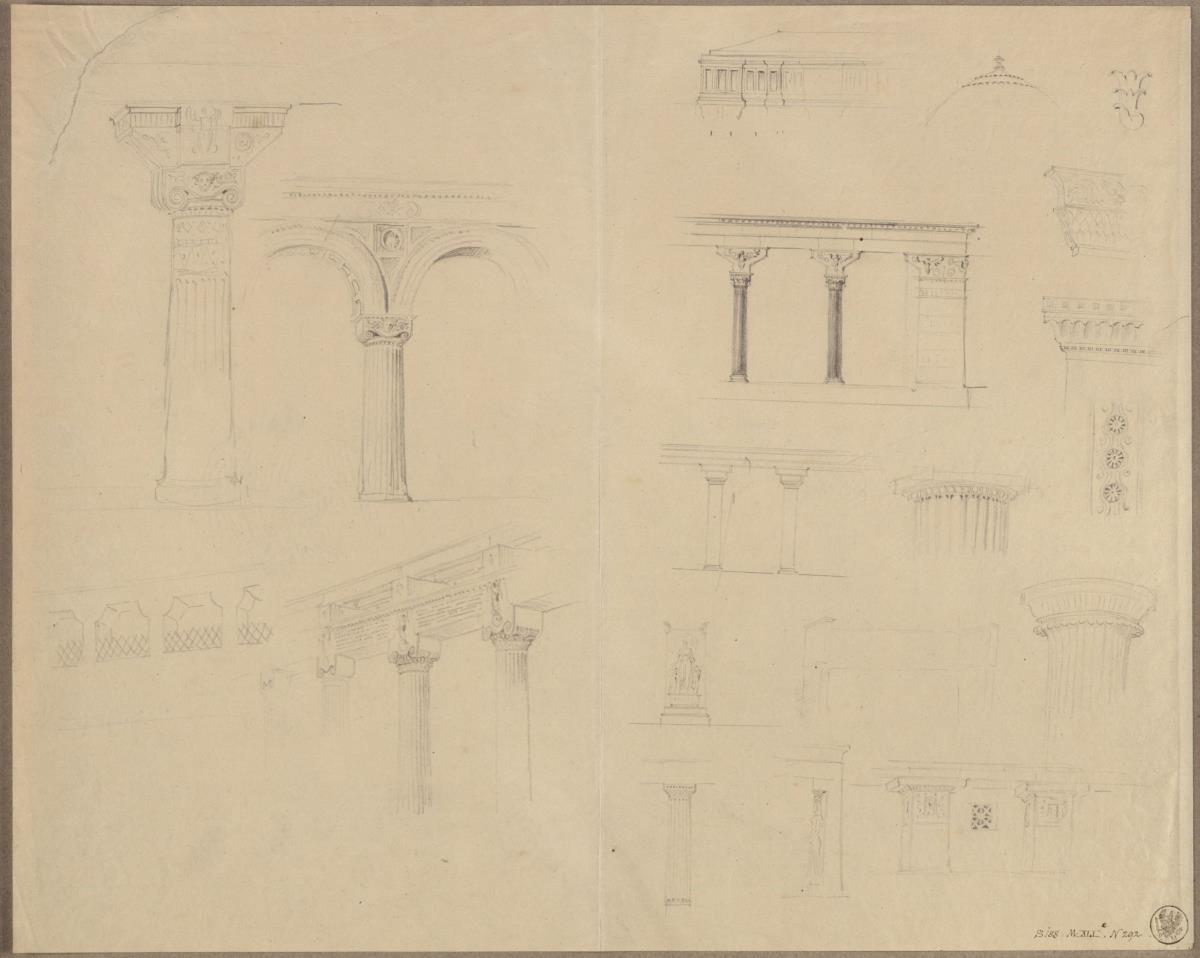 Entwürfe zur Architektur gerader Bedeckung & Entwürfe zu Bogenarchitektur & Entwürfe zu Kapitellen