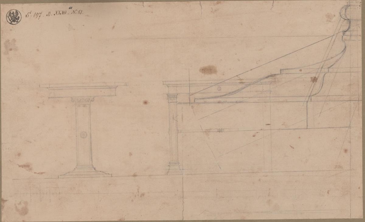 Berlin, Wilhelmstraße 102. Palais des Prinzen Albrecht von Preußen (?). Entwurf zu einem Tisch