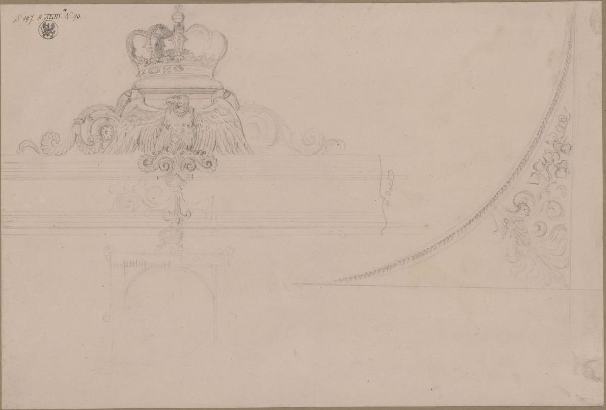 Entwurf zu einem Tondorahmen für das Porträt der Kronprinzessin Elisabeth von Preußen von Wilhelm Wach
