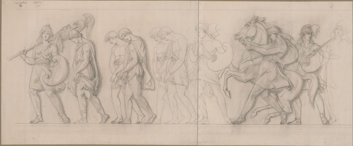 Entwurf zum Relief am Postament der "Stürzenden Amazone" von August Kiß