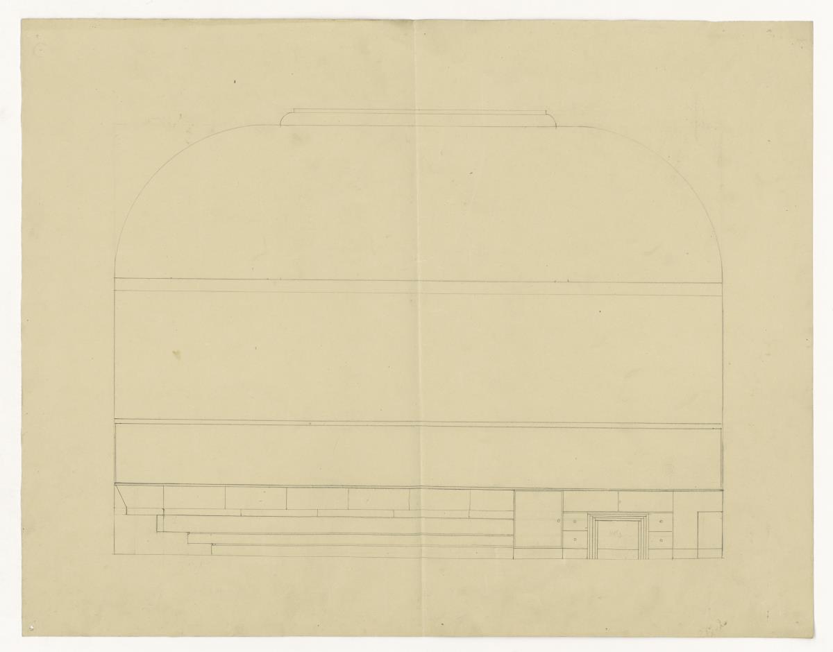 Entwurf Oberlichtsaal, Ansicht, Bauhaus Weimar (Lagepläne und Gebäude)