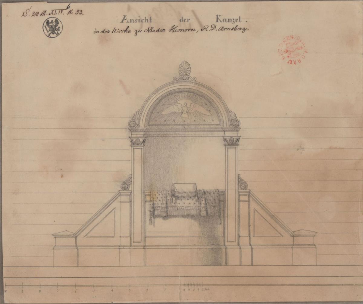 Hemer. Entwurf zu der Kanzel der Kirche. Ansicht