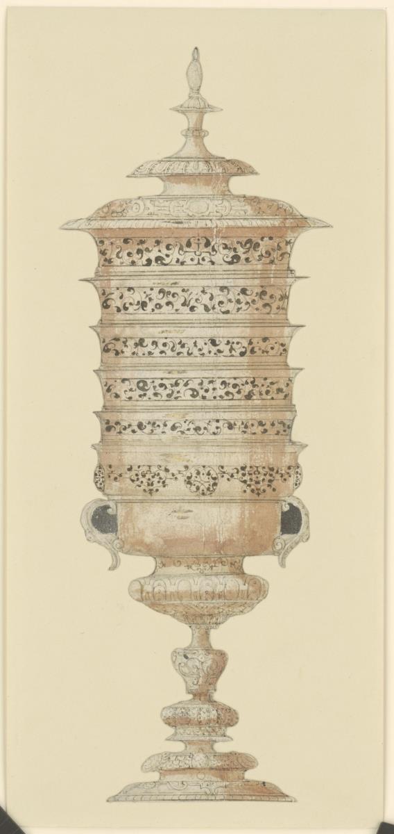 Becher (Steckbecher) mit schlankem Fuß und Niello-Moresken