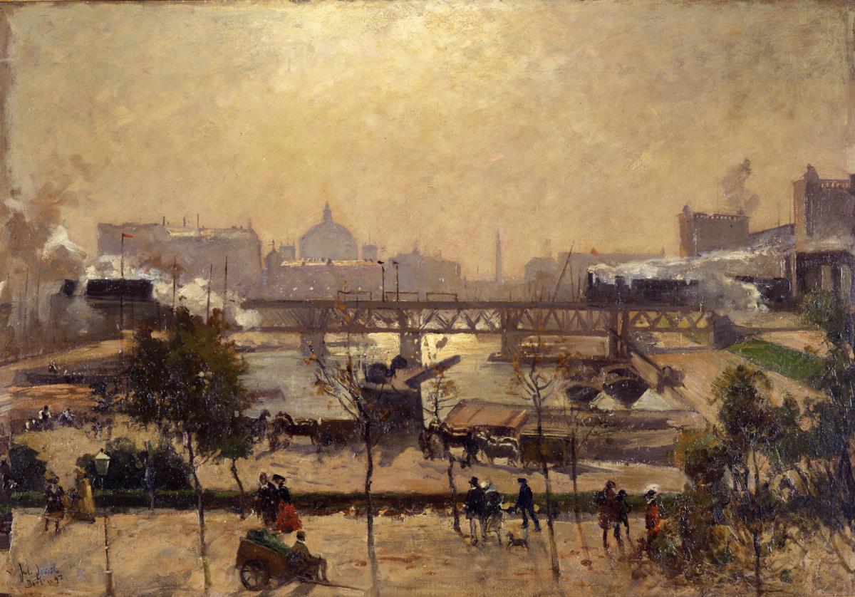 Humboldthafen mit Alexanderufer und Lehrter Bahnhof in Berlin