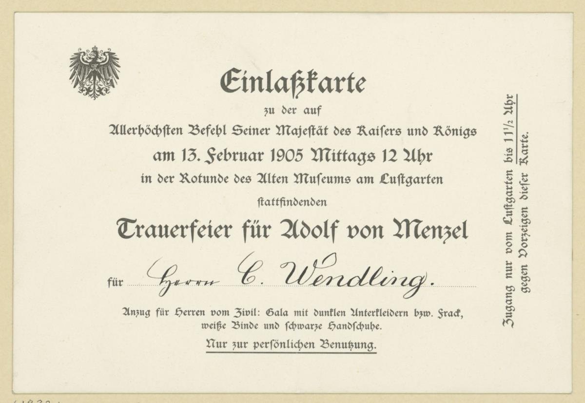 Trauerfeier für Adolf von Menzel