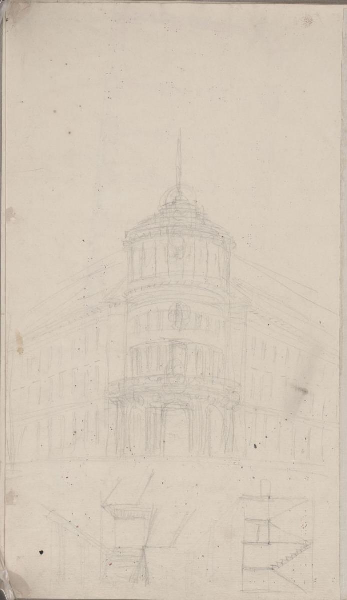 Berlin. Rathaus. Entwurf der Ecklösung mit Rundturm