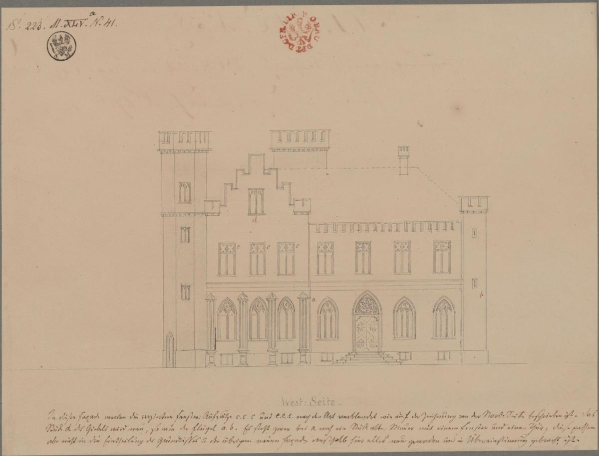Kolberg (Kołobrzeg). Entwurf zum Rathaus. Aufriss des Westflügels