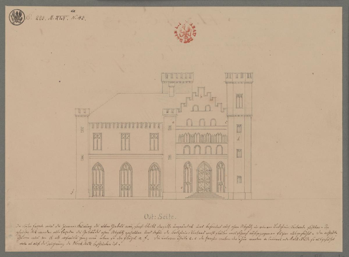 Kolberg (Kołobrzeg). Entwurf zum Rathaus. Aufriss des Ostflügels