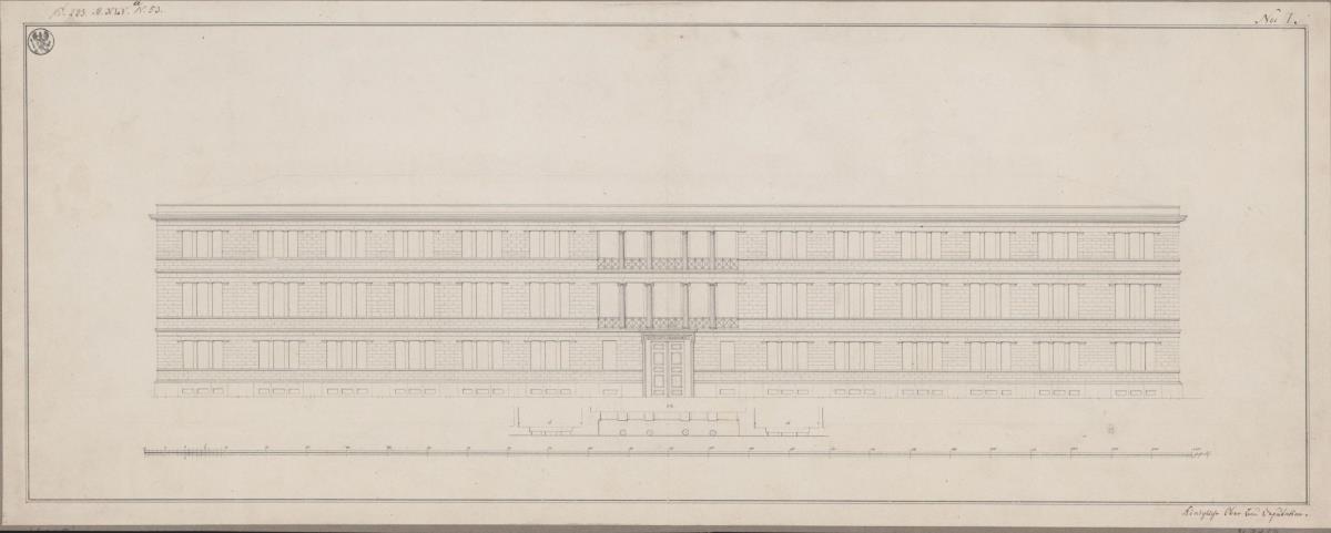 Potsdam. Lehrinfanteriebataillonsgebäude. Aufriss der Fassade