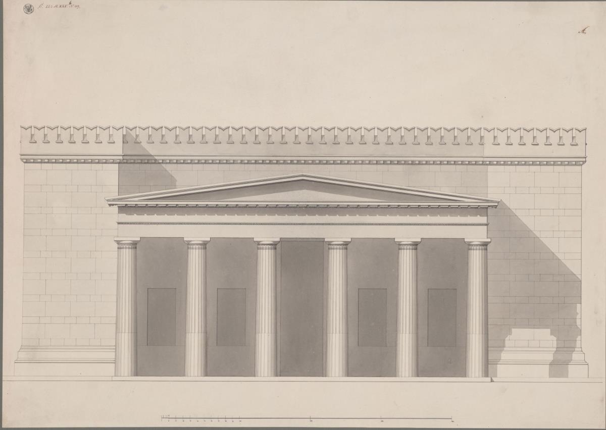 Berlin. Neue Wache. Aufriss der Portikusseite.