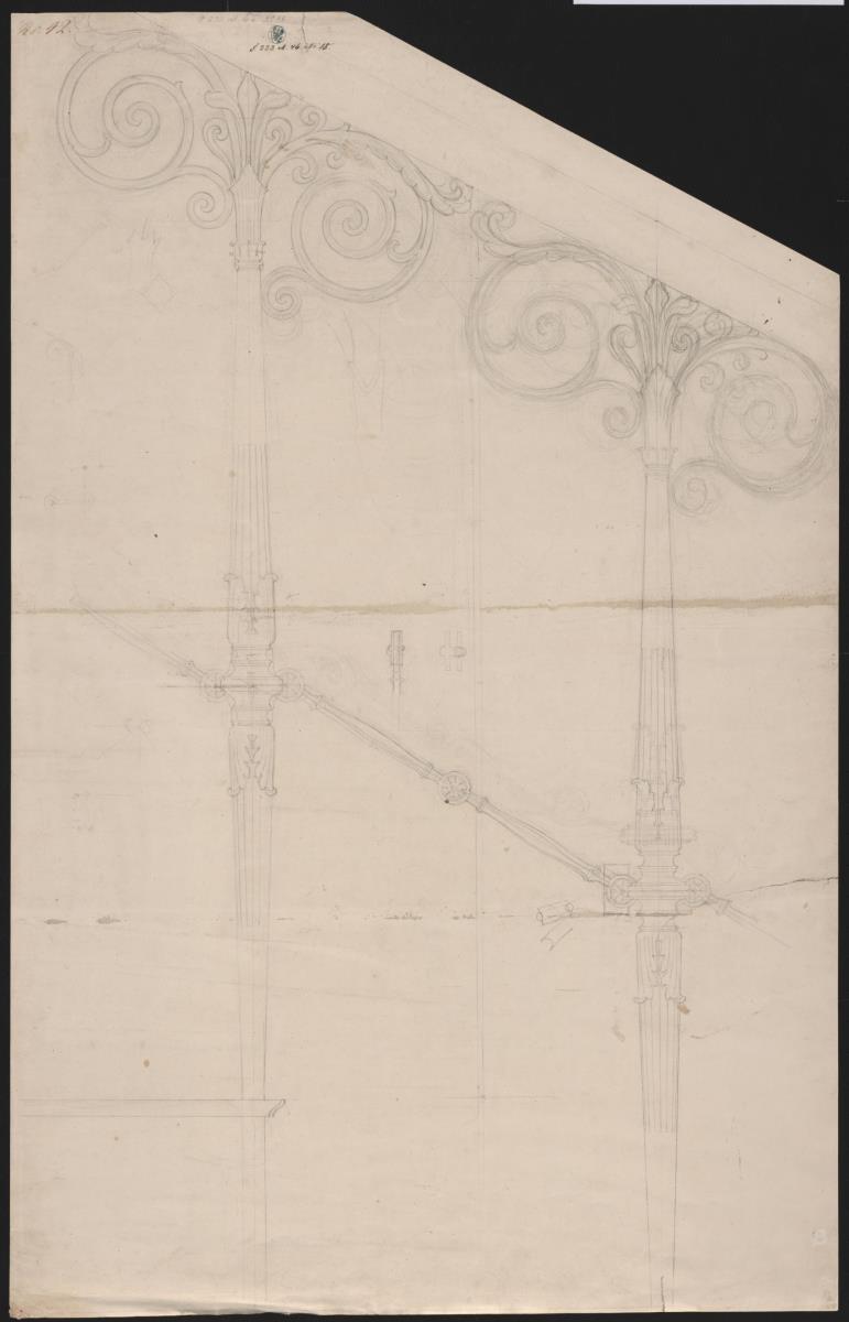 Berlin, Wilhelmstraße 102. Palais des Prinzen Albrecht von Preußen. Entwurf zur Eisentreppe
