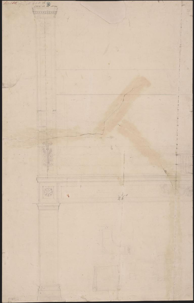 Berlin, Wilhelmstraße 102. Palais des Prinzen Albrecht von Preußen. Entwurf zu einem Sofa