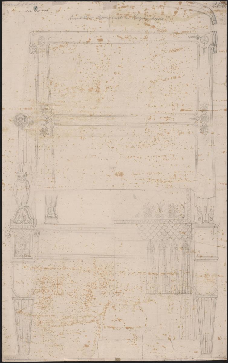 Berlin, Wilhelmplatz. Palais des Prinzen Karl von Preußen, Marmorsaal. Entwurf zu einem Sessel