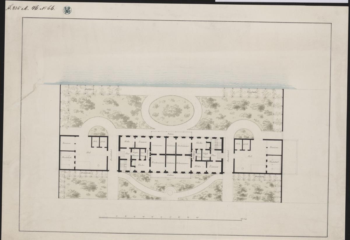Entwurf zu einem größeren Haus an einem Fluss oder See. Grundriss