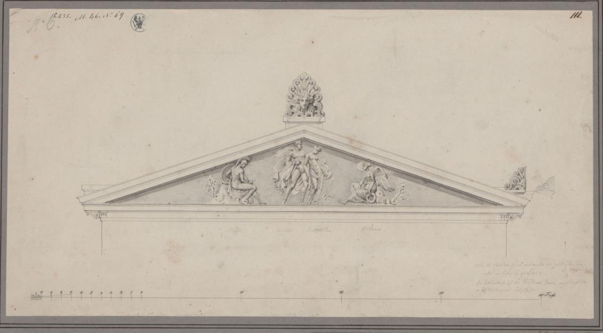 Berlin, Wilhelmplatz. Palais des Prinzen Karl von Preußen. Entwurf zu einem Giebelrelief