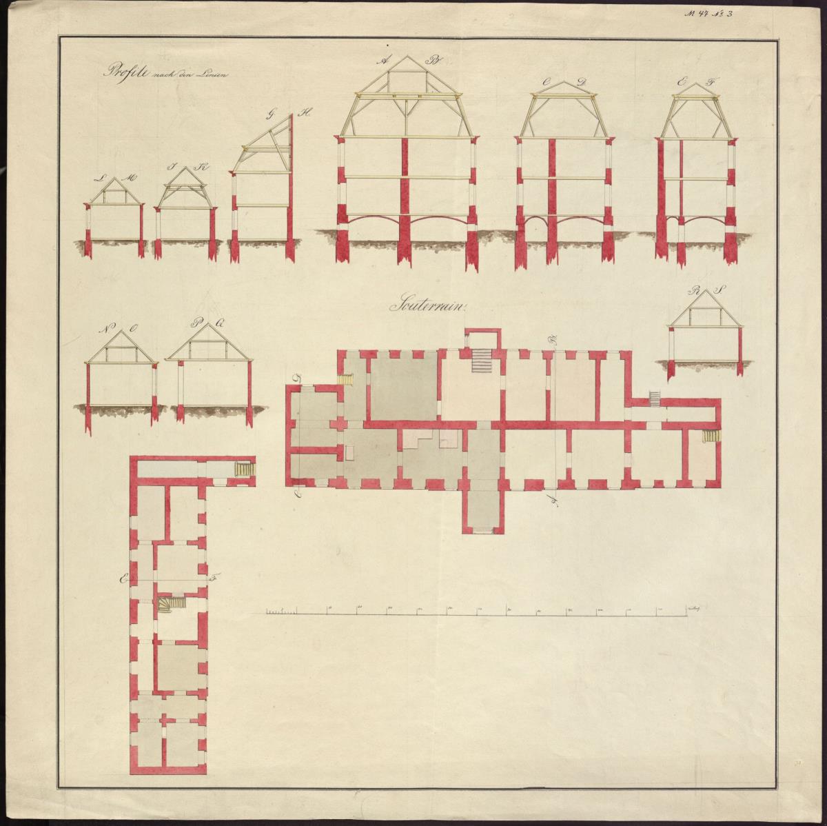 Berlin. Pariser Platz. Gebäudegrundriss. Palais Prinz Wilhelm. Grundstück Syburg. Gebäudegrundriss. Souterrain