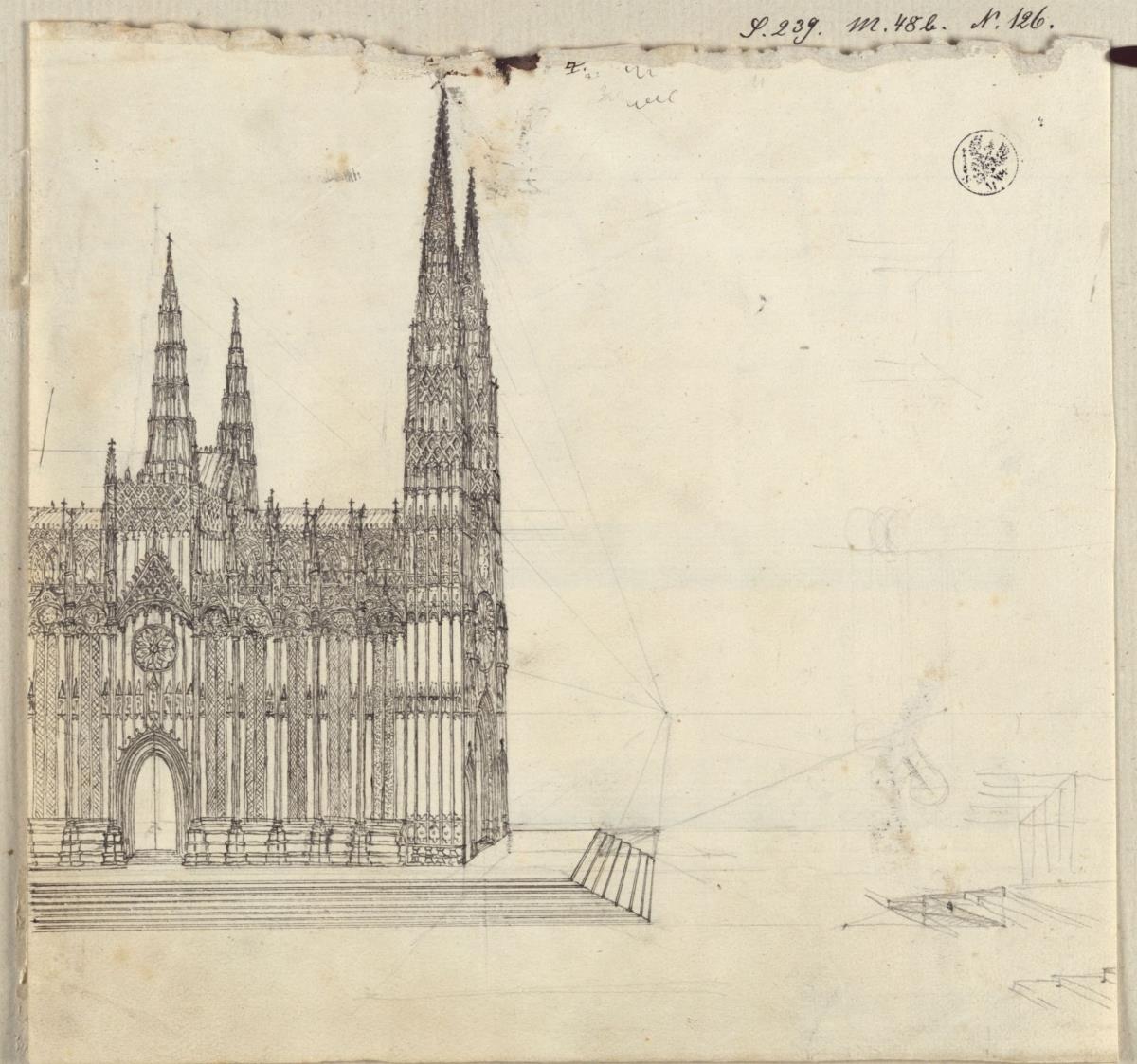 Gotischer Kirchenbau / Studie zur "Großen Komposition wie der Mailänder Dom gestellt sein müßte" (?)