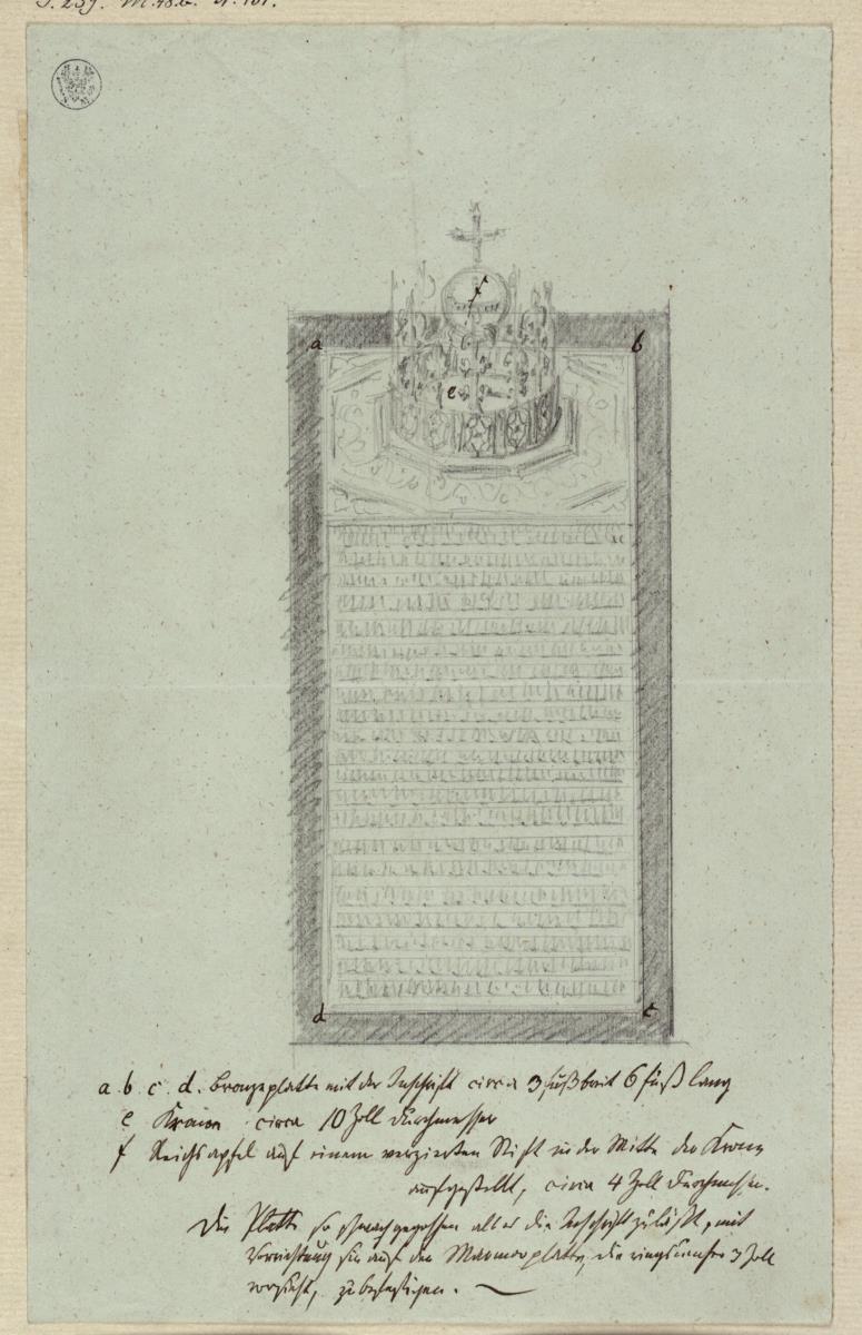 Kastel bei Saarburg. Klause. Entwurf für die Inschriftentafel am Grabmal des Johann von Böhmen (Johannes des Blinden)