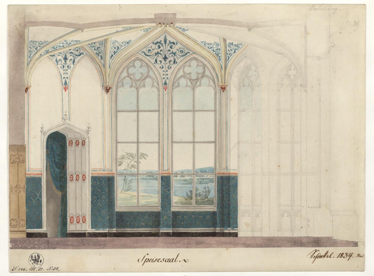 Potsdam. Schloss Babelsberg. Speisesaal. Wanddekoration