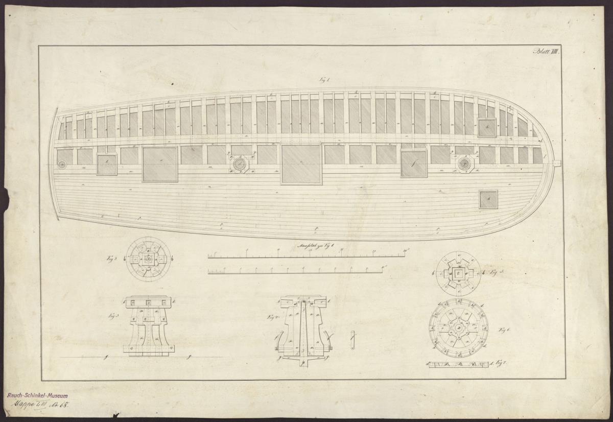 Vorlegeblätter für Schiffbauer, Tafel 8: Das Verdeck [...]