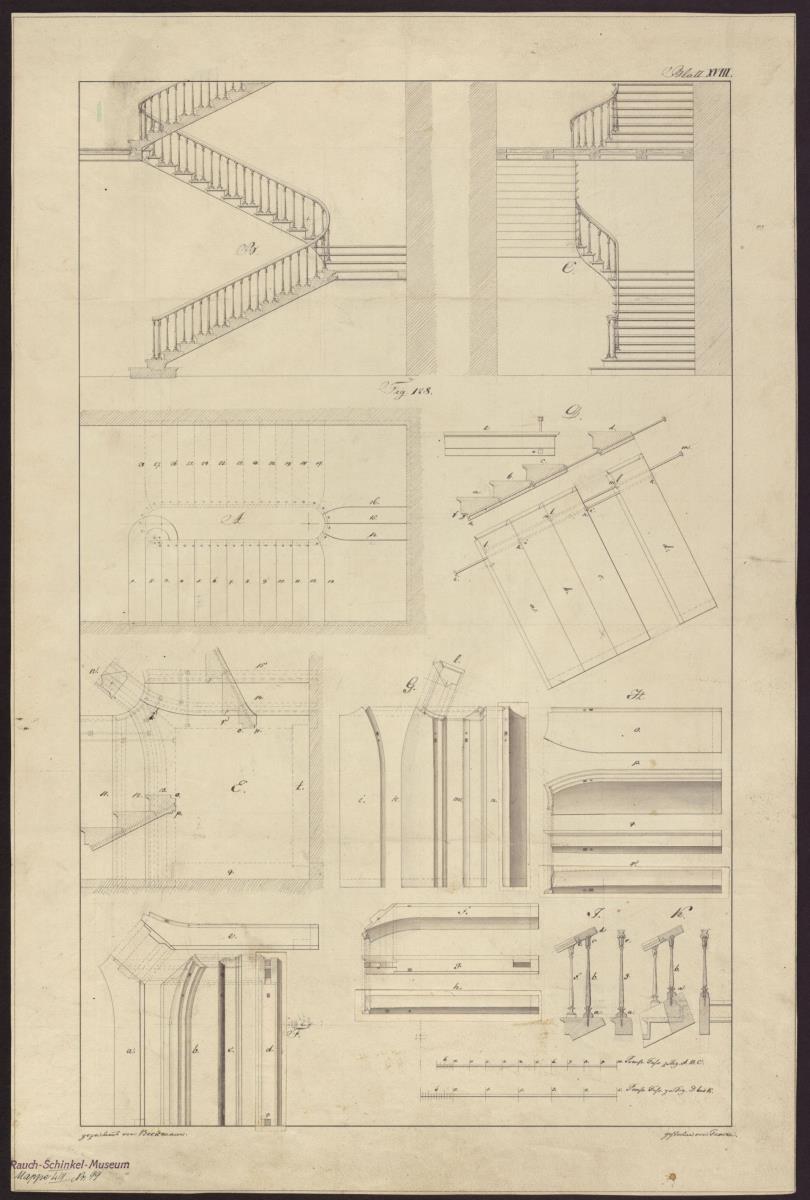 Holzkonstruktionen. Treppe mit Absätzen