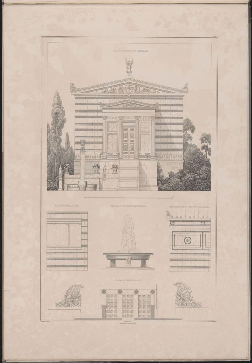 Werke der höheren Baukunst, 1840, Tafel 4. Athen, Akropolis. Palast des Königs Otto von Griechenland. Details