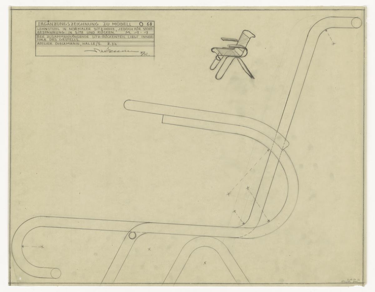 Lehnstuhl, Modell 068, Ergänzung (Möbelentwürfe, Sitzmöbel)