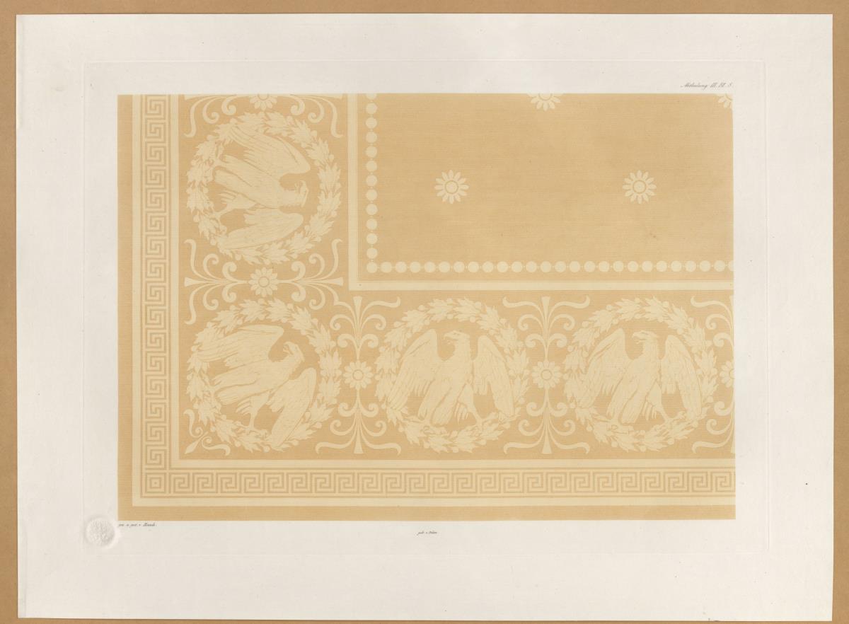 Vorbilder für Fabrikanten und Handwerker. Teil 1, Abteilung 3, Blatt 8: Adlerborte einer Damastdecke des Fabrikanten Wiedemann aus Mönchengladbach