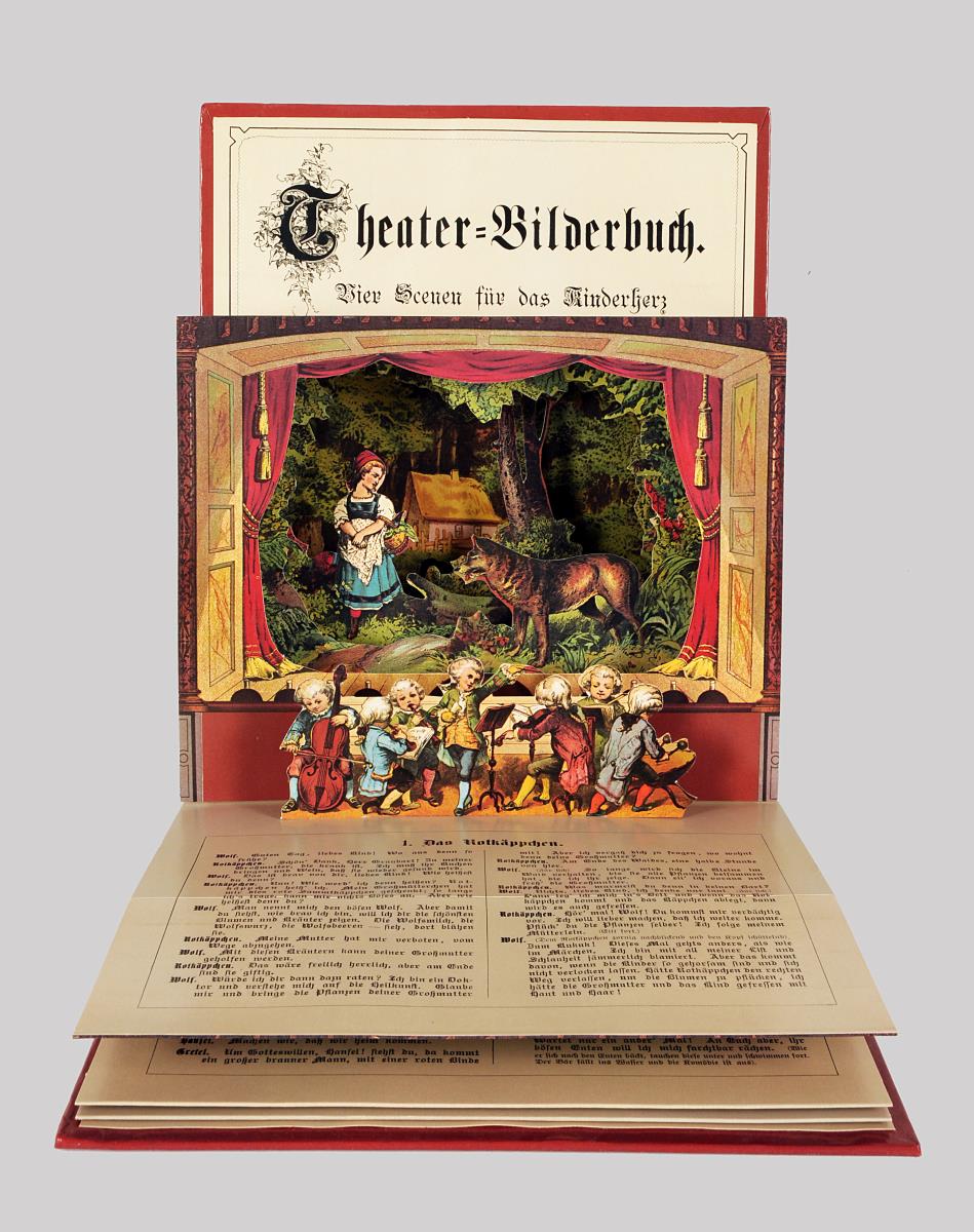 Theater-Bilderbuch. Vier Scenen für das Kinderherz mit ganz neuen Dekorationen in Versen von Franz Bonn.