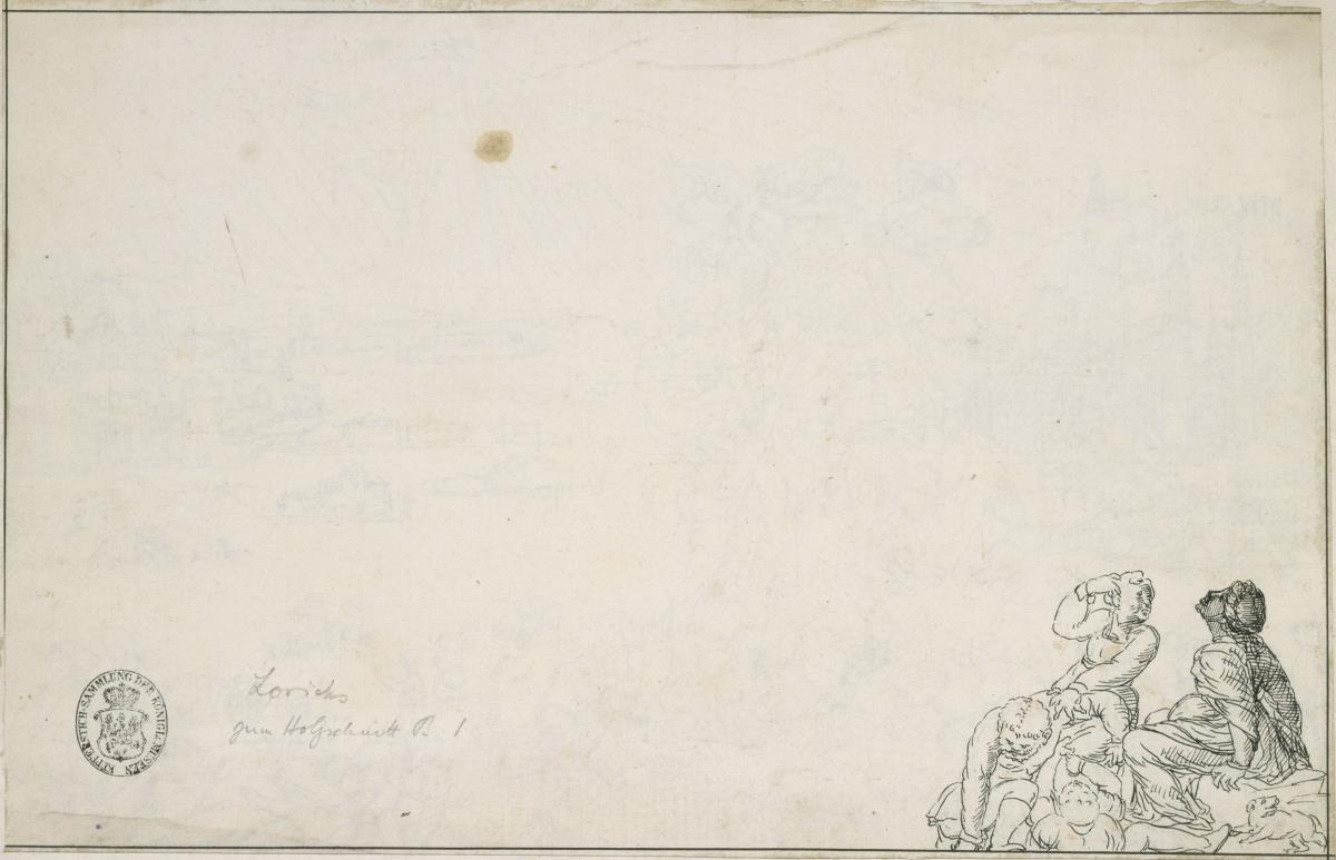 Die Sündflut, Detail: Gruppe mit Veränderungen wiederholt