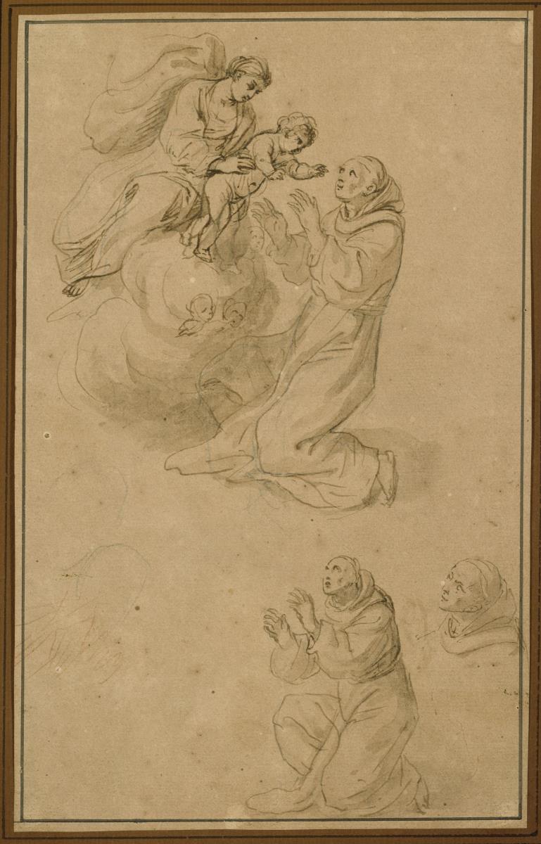 Dem hl. Antonius von Padua erscheint Maria mit dem Kind auf einer Wolke