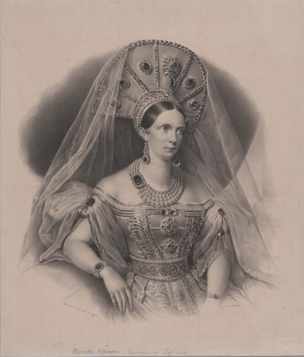 Porträt der Zarin Alexandra Feodorowna mit Kokoschnik