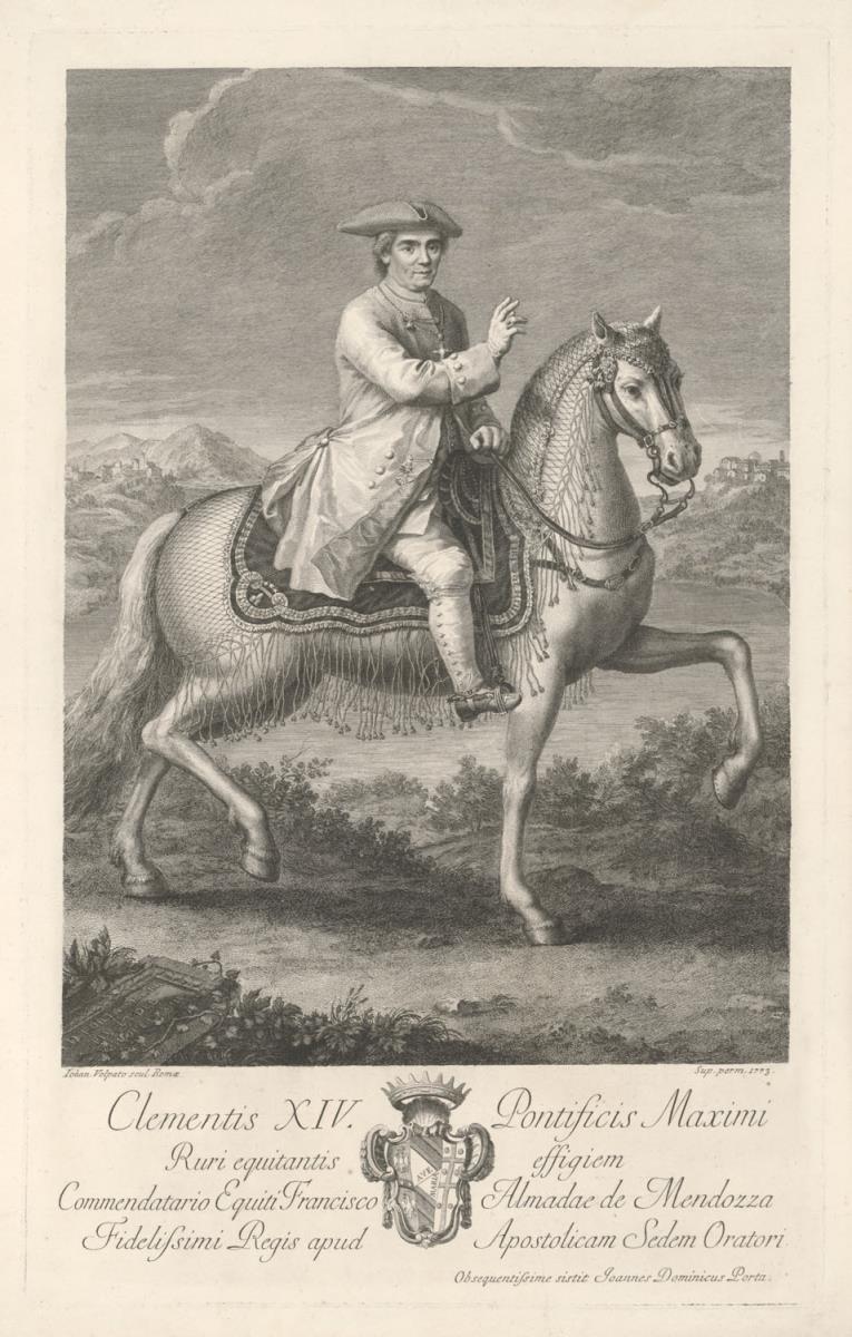 Porträt des Papstes Clemens XIV. zu Pferde