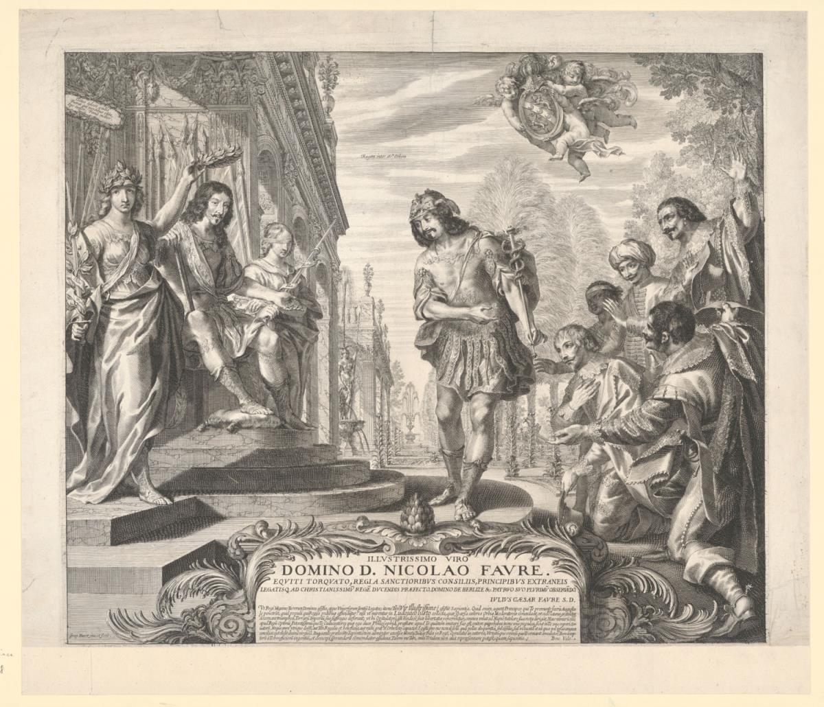 Porträt des Nicolaus Faure de Berlise, seinen Neffen dem König Ludwig XIV. von Frankreich vorstellend