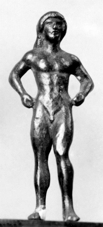 Kandelaberbekrönung (?). Statuette eines Läufers