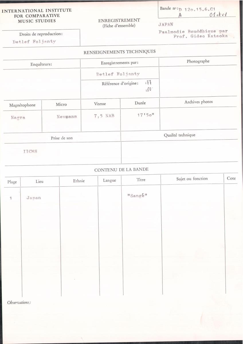 Japan / Psalmodie Bouddhique par Prof. Gideo Kataoka