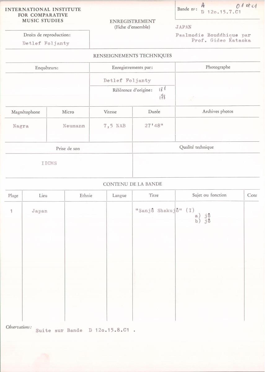 Japan / Psalmodie Bouddhique par Prof. Gideo Kataoka