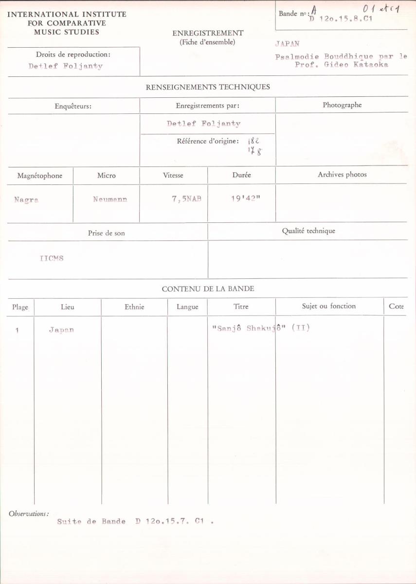 Japan / Psalmodie Bouddhique par le Prof. Gideo Kataoka