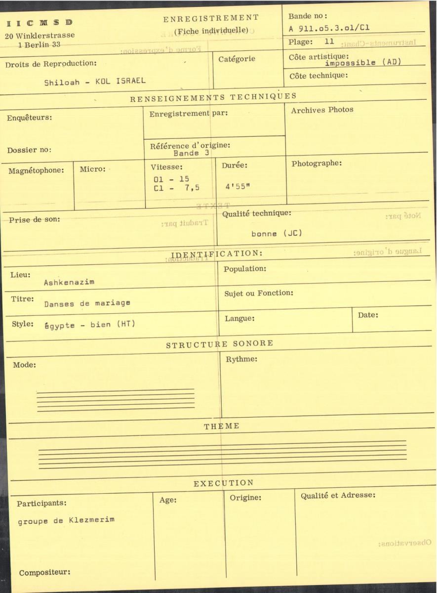 Cérémonies paraliturgiques: naissance, circoncision, mariage etc. (Section C - suite - et Section D)