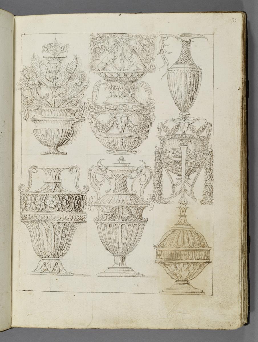Codex Mantegna, sieben z.T. antike Gefäße
