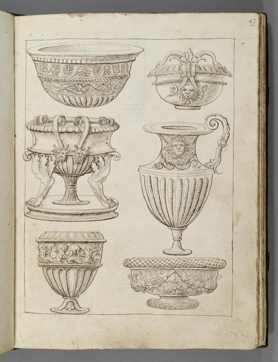 Codex Mantegna, sechs Gefäße